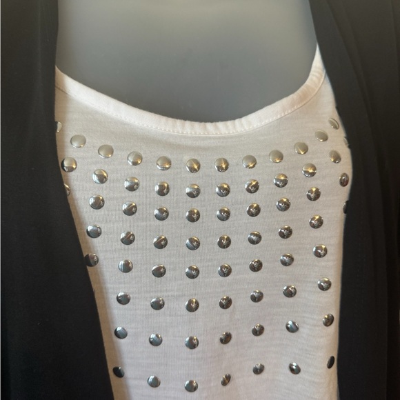 NWT Black/White Layered Look Top w/Studded Detail   1X   #3 - Picture 2 of 9